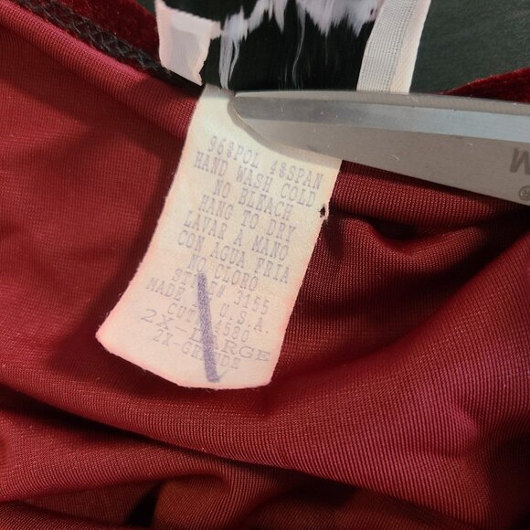 Vintage Mine Red Velvet Y2K Tank Dress Made in USA Embossed Party Sexy 2XL - Picture 7 of 9